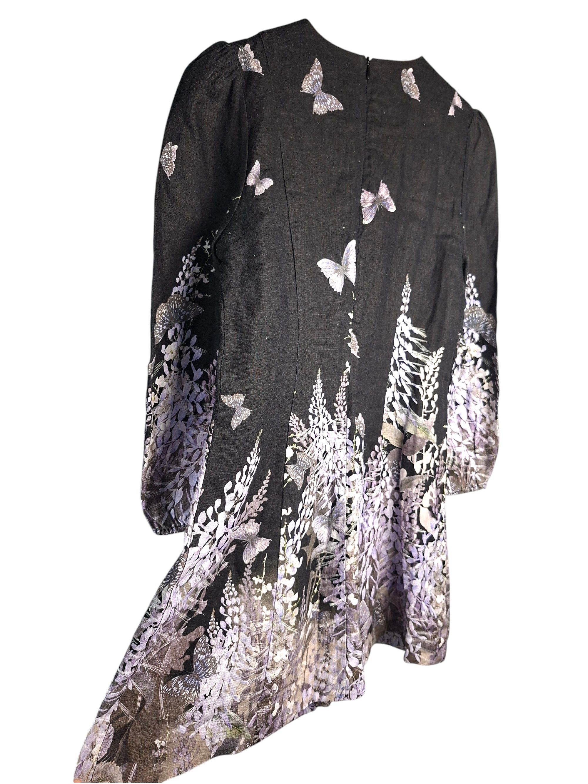 Zimmermann Zimmermann Botanica Butterfly Mini Dress Black Linen Size M / US 6-8 / IT 42-44 - 9 Thumbnail