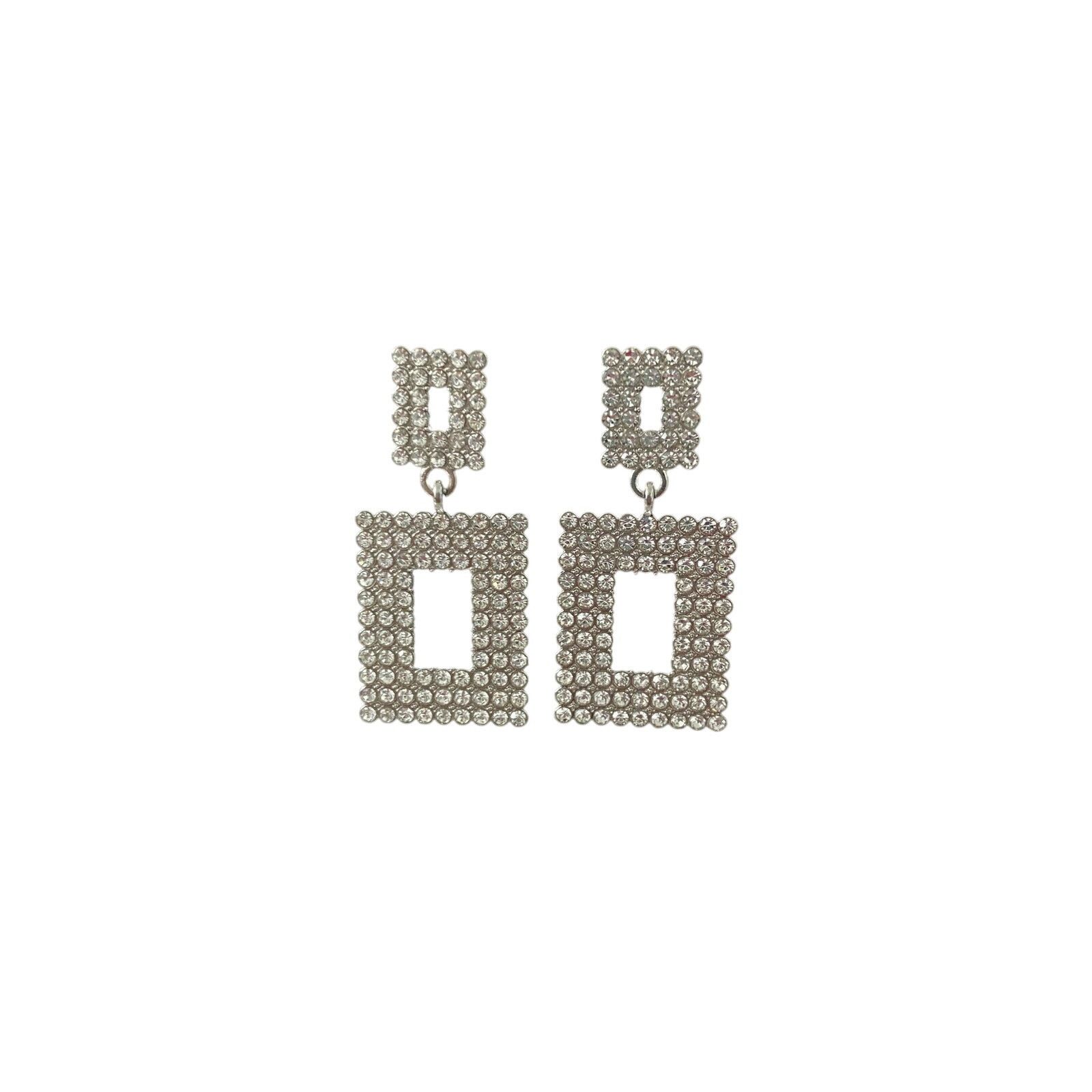 Other Shimmery rhinestone rectangle earrings Size ONE SIZE - 1 Thumbnail