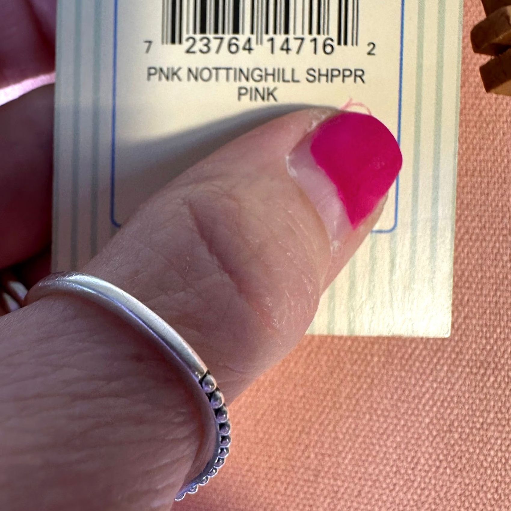 Fossil Fossil Nottinghill Shopper Tote Pink Canvas Straw Gingham Lining Multicolor Inner Pockets Womens Medium Accessories Bag Charm Key Size ONE SIZE - 2 Thumbnail