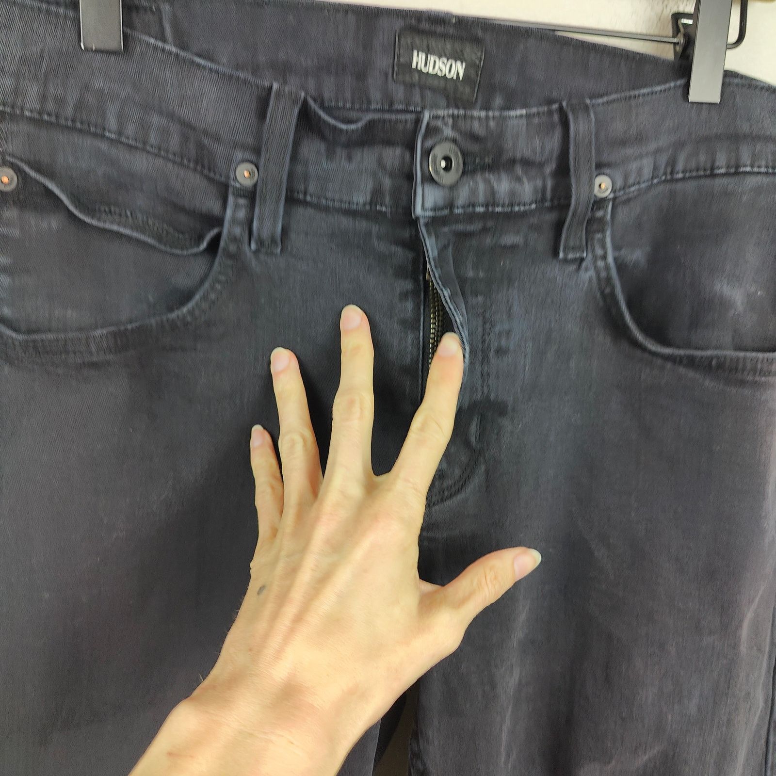 Hudson Hudson Byron Straight Jeans Mens 32 Black Wash Stretch Size US 32 / EU 48 - 4 Thumbnail