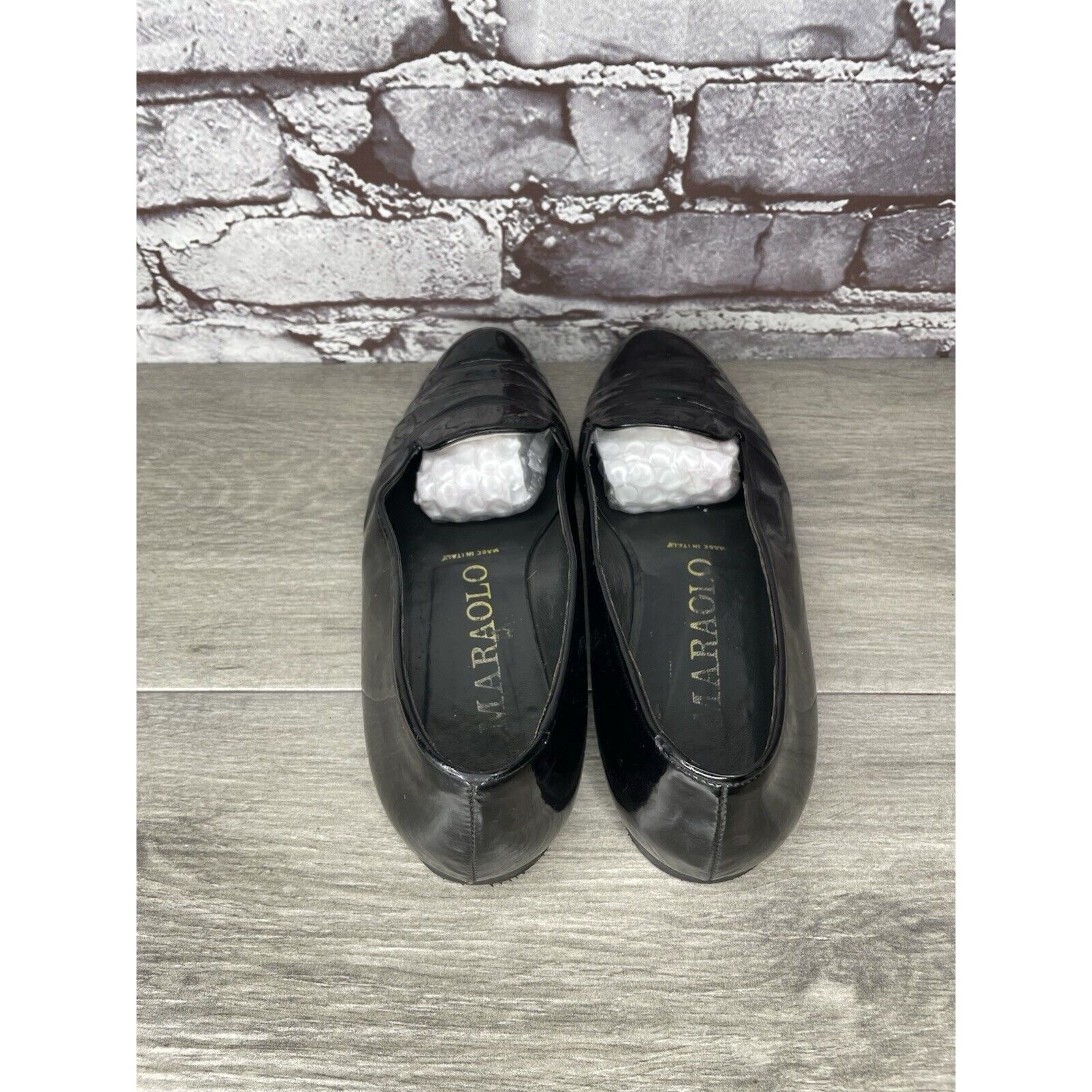 Other Maraolo Black Patent Leather Slip On Loafers Shoes Women Sz Size US 8 / IT 38 - 6 Thumbnail