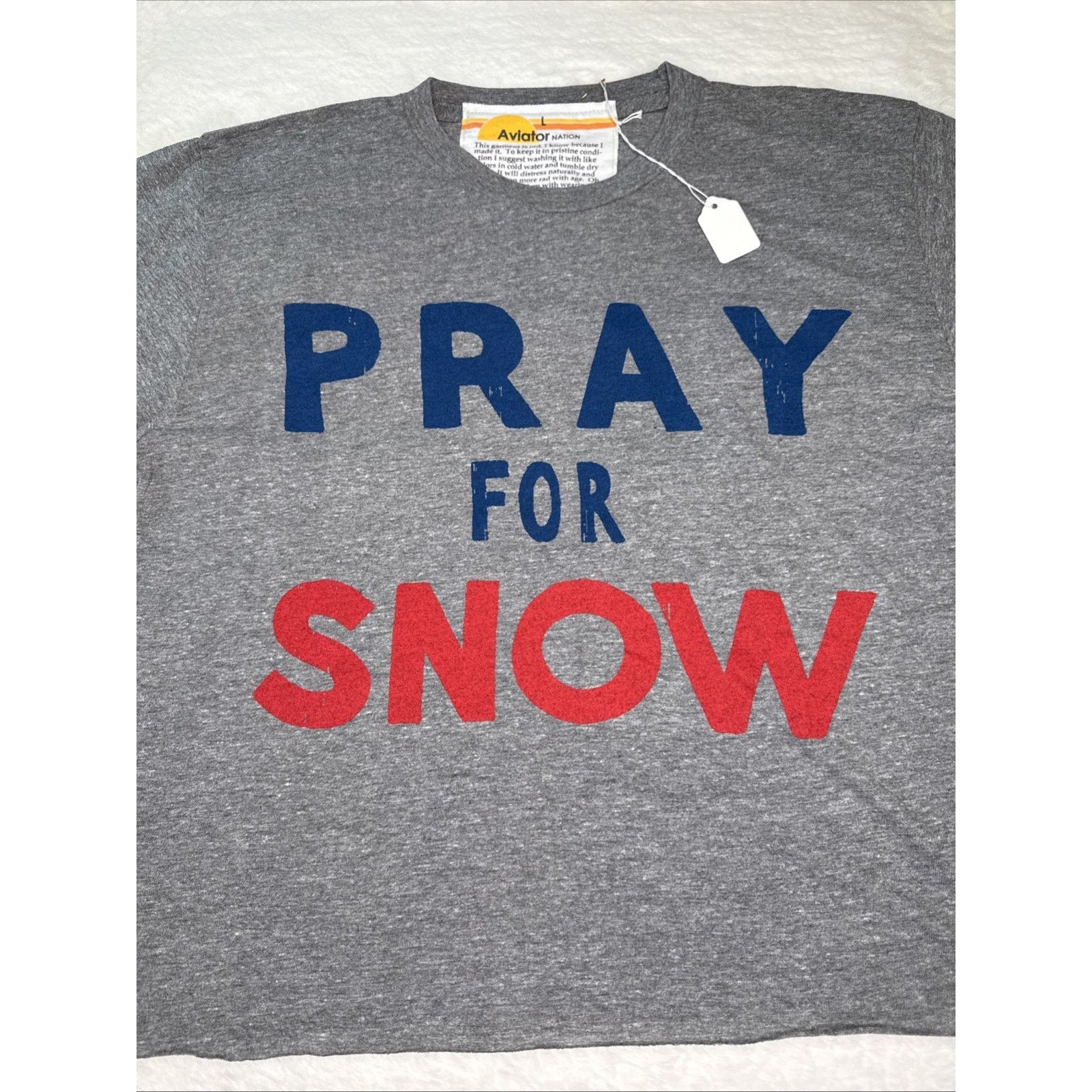 Aviator Nation AVIATOR NATION-Pray For Snow Relaxed Tee-Women’s New Size L / US 10 / IT 46 - 2 Thumbnail
