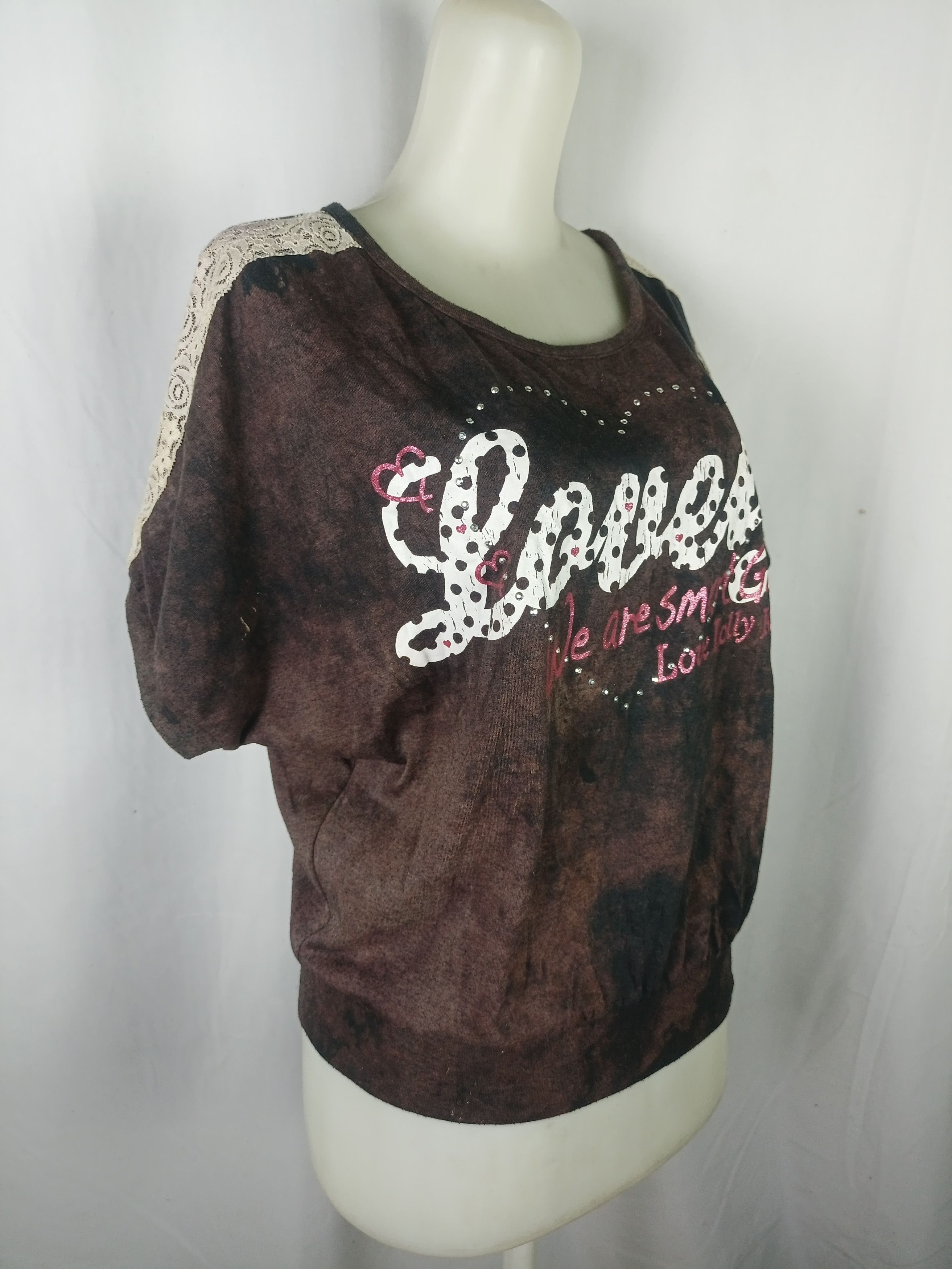 If Six Was Nine × Japanese Brand × Vintage ❤️LOVE LOLLY ❤️Tie Die Batwing Short T-Shirt Size L / US 10 / IT 46 - 24 Thumbnail