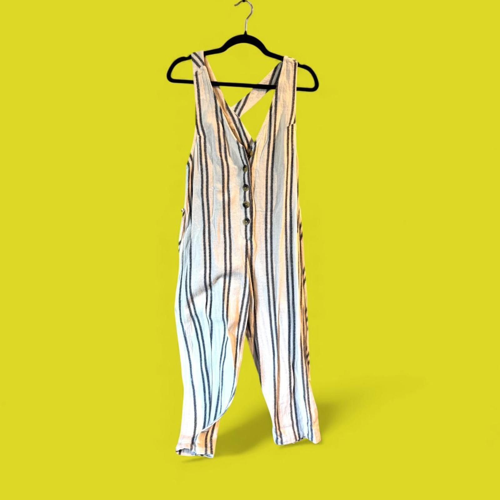 Other Ghanda Striped Linen-Blend Jumpsuit – Size S (fits 6–10) Size 28" / US 6 / IT 42 - 1 Thumbnail