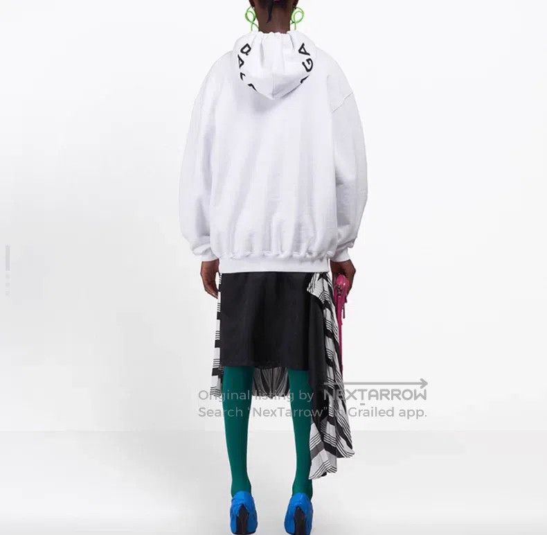 Balenciaga Balenciaga Logo print white loose hooded sweatshirt Size US XS / EU 42 / 0 - 9 Thumbnail