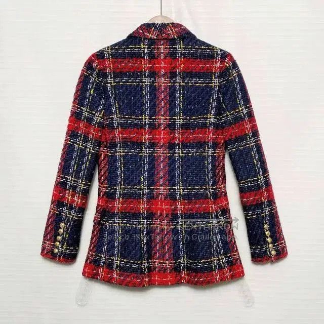 Balmain Balmain Red Blue Plaid Gold Button Cardigan Blazer. Size S / US 4 / IT 40 - 2 Thumbnail