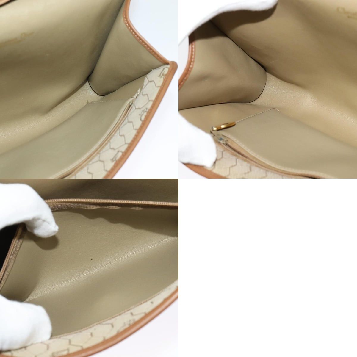 Dior DIOR Honeycomb Canvas Chain Shoulder Bag Pvc Beige Gold Size ONE SIZE - 12 Thumbnail