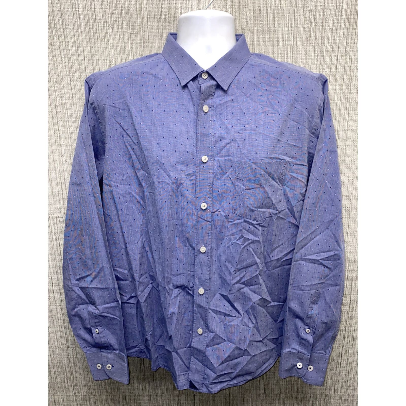 UNTUCKit UNTUCKit Mens Button-Up Shirt XL Blue Long Sleeve Solid Button-Front Collared Cotton Regular Shirt Mens Size US XL / EU 56 / 4 - 2 Thumbnail