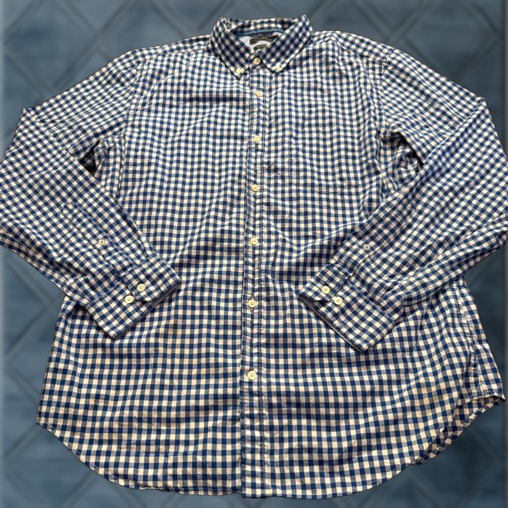 Banana Republic Banana Republic Shirt Mens XL Blue Gingham Check Grant Fit Cotton Button Up Size US XL / EU 56 / 4 - 1 Thumbnail