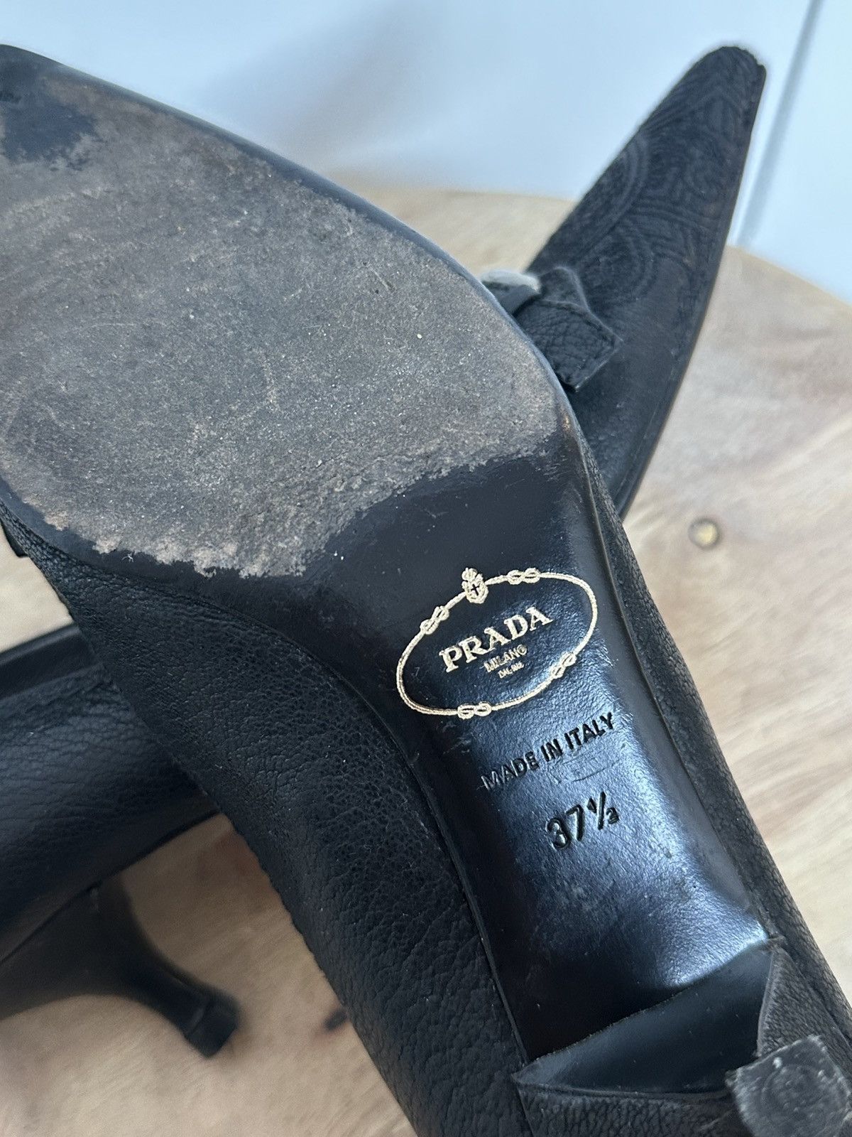 Prada Prada Black Leather Heels Size US 6.5 / IT 36.5 - 10 Thumbnail