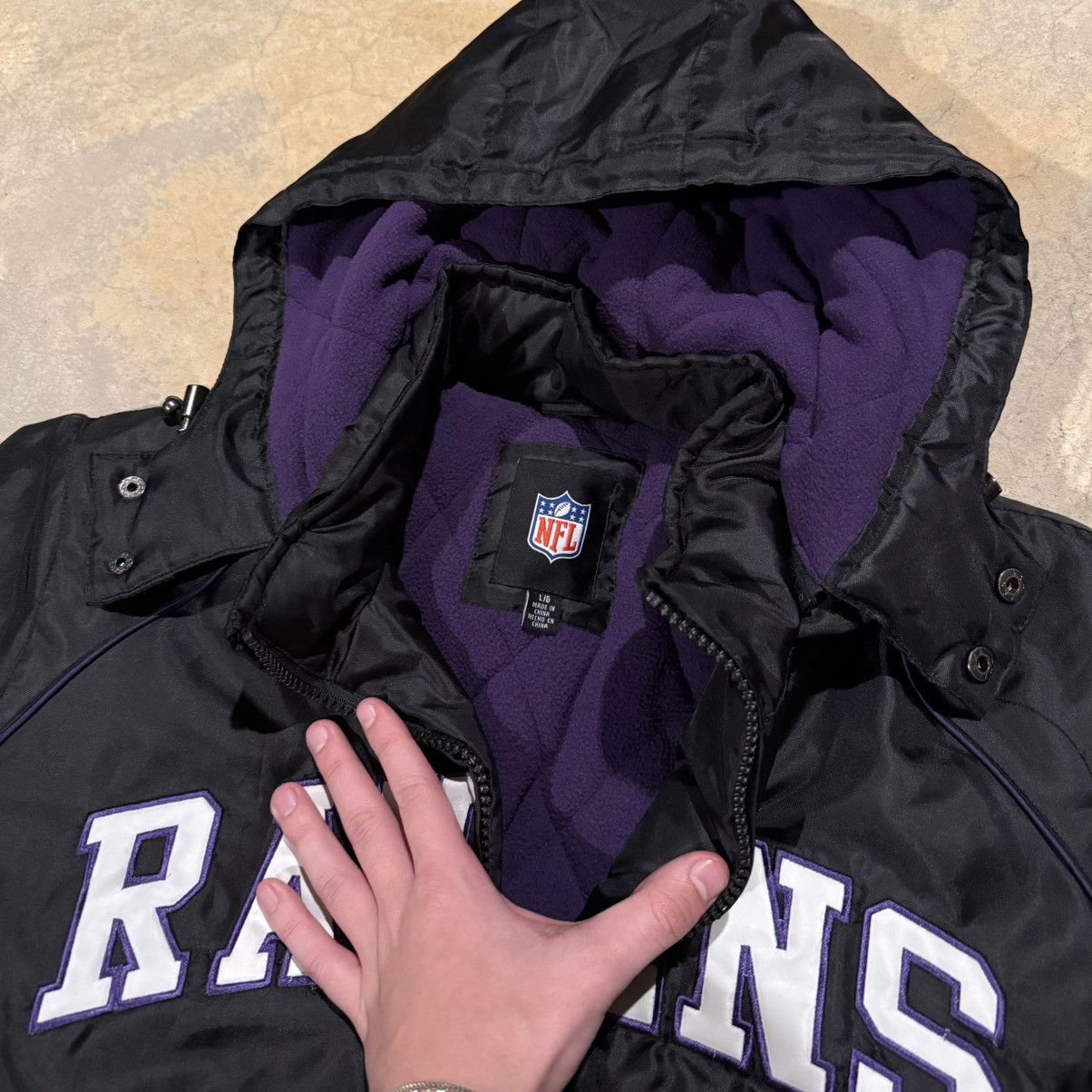 Vintage Vtg 2000s Baltimore Ravens G-III Fleece Lined Bomber Jacket Size US L / EU 52-54 / 3 - 6 Thumbnail