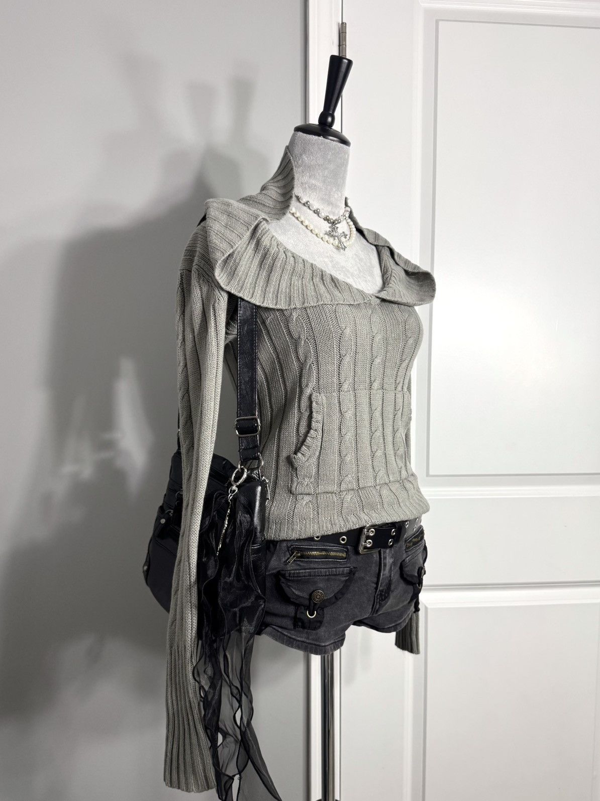 Other Vintage American Attitudes Grey Cable Knit Sweater Size S / US 4 / IT 40 - 7 Thumbnail