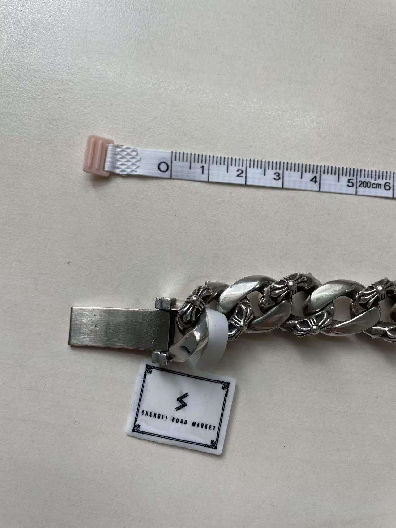 Chrome Hearts Chrome Hearts Silver Diamond ID Cross Cuba Bracelet Size ONE SIZE - 16 Thumbnail