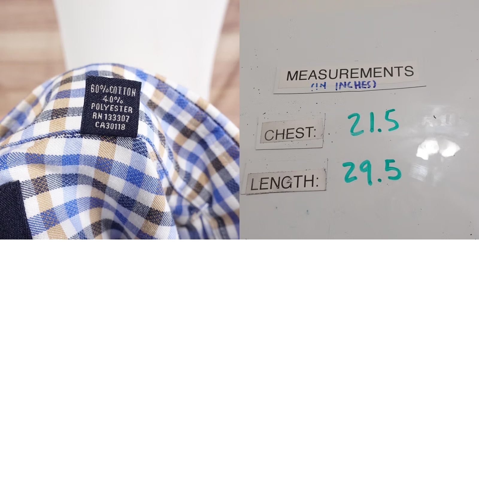 Ben Sherman Ben Sherman Shirt Adult M Blue Check Long Sleeve Button-Up Stretch Mens 15-15.5 32-33 Size US M / EU 48-50 / 2 - 8 Thumbnail