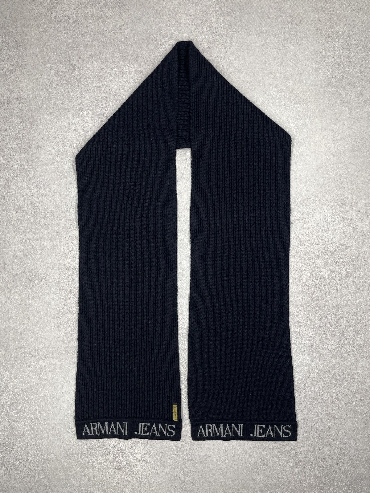 Giorgio Armani Mens Armani Jeans Armani Knitted Scarf Navy Big Logo Size ONE SIZE - 5 Thumbnail
