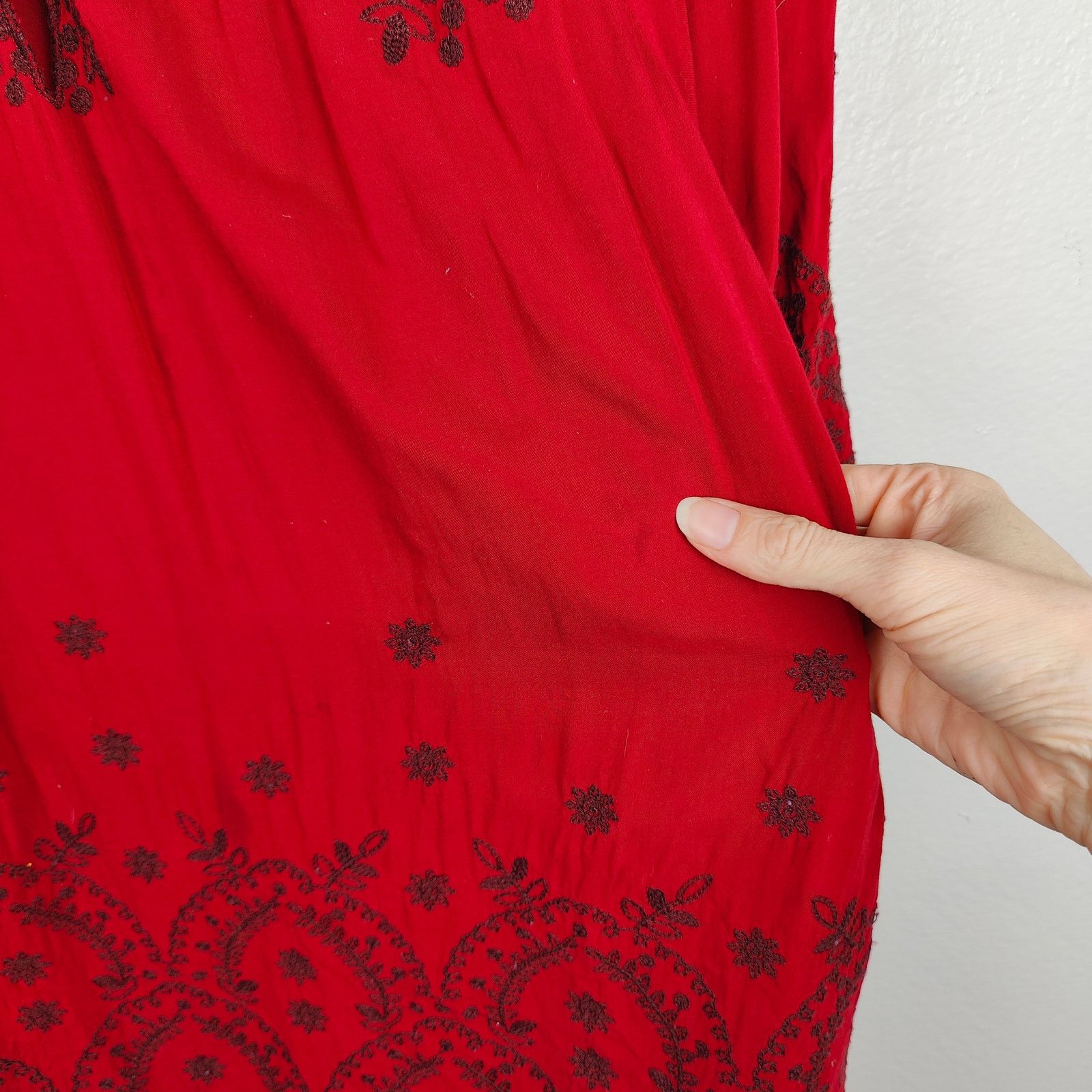Other Sundance Top Womens Petite Medium Red Embroidered Size M / US 6-8 / IT 42-44 - 3 Thumbnail