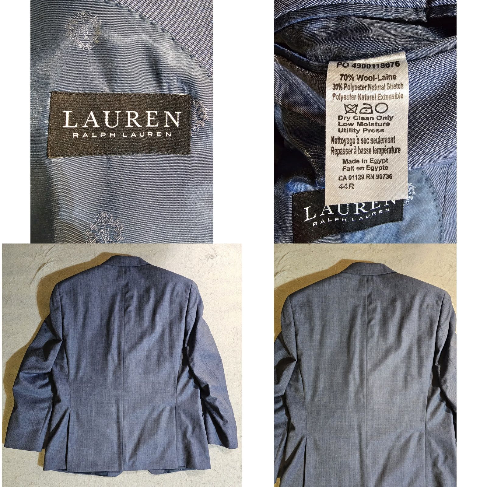 Ralph Lauren Lauren Ralph Lauren Black Label 2 Piece Suit Men 44R 38W 28L Solid Blue Gray Two-Button Size 44R - 10 Thumbnail