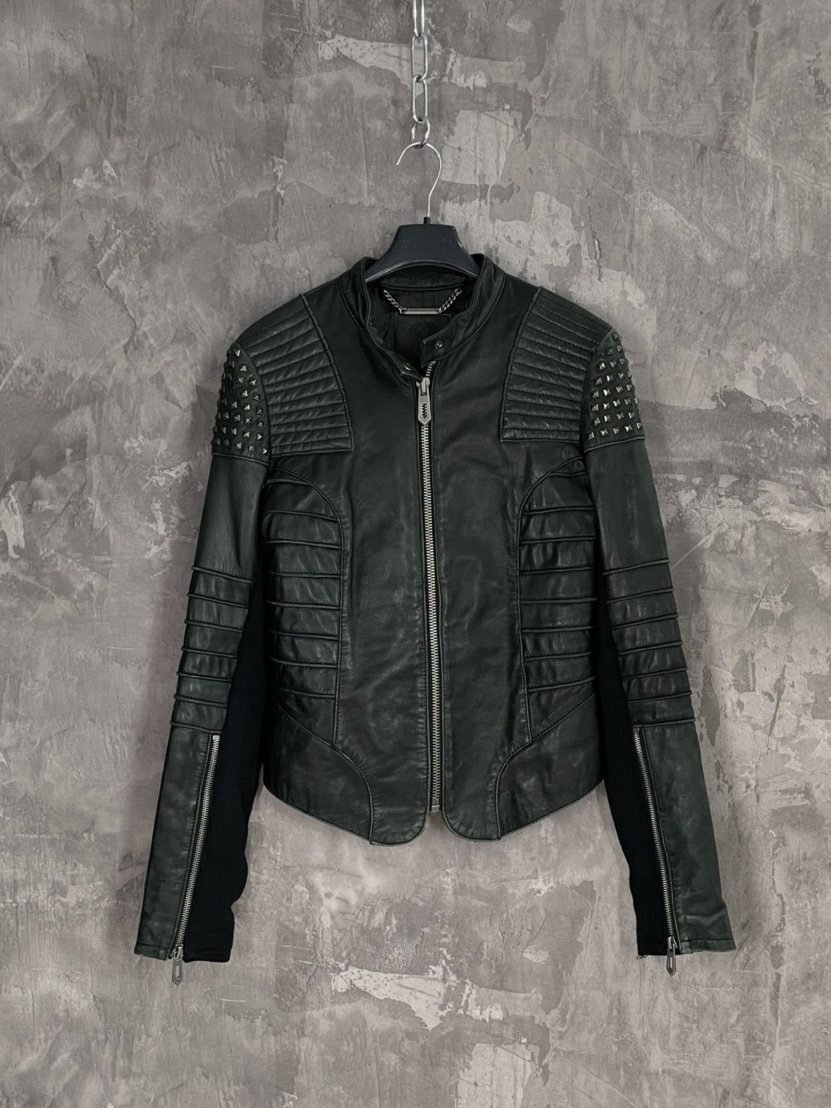 Faith Connexion × Vintage Faith Connexion Leather Zip Punk Metal Jacket Size S / US 4 / IT 40 - 1 Thumbnail