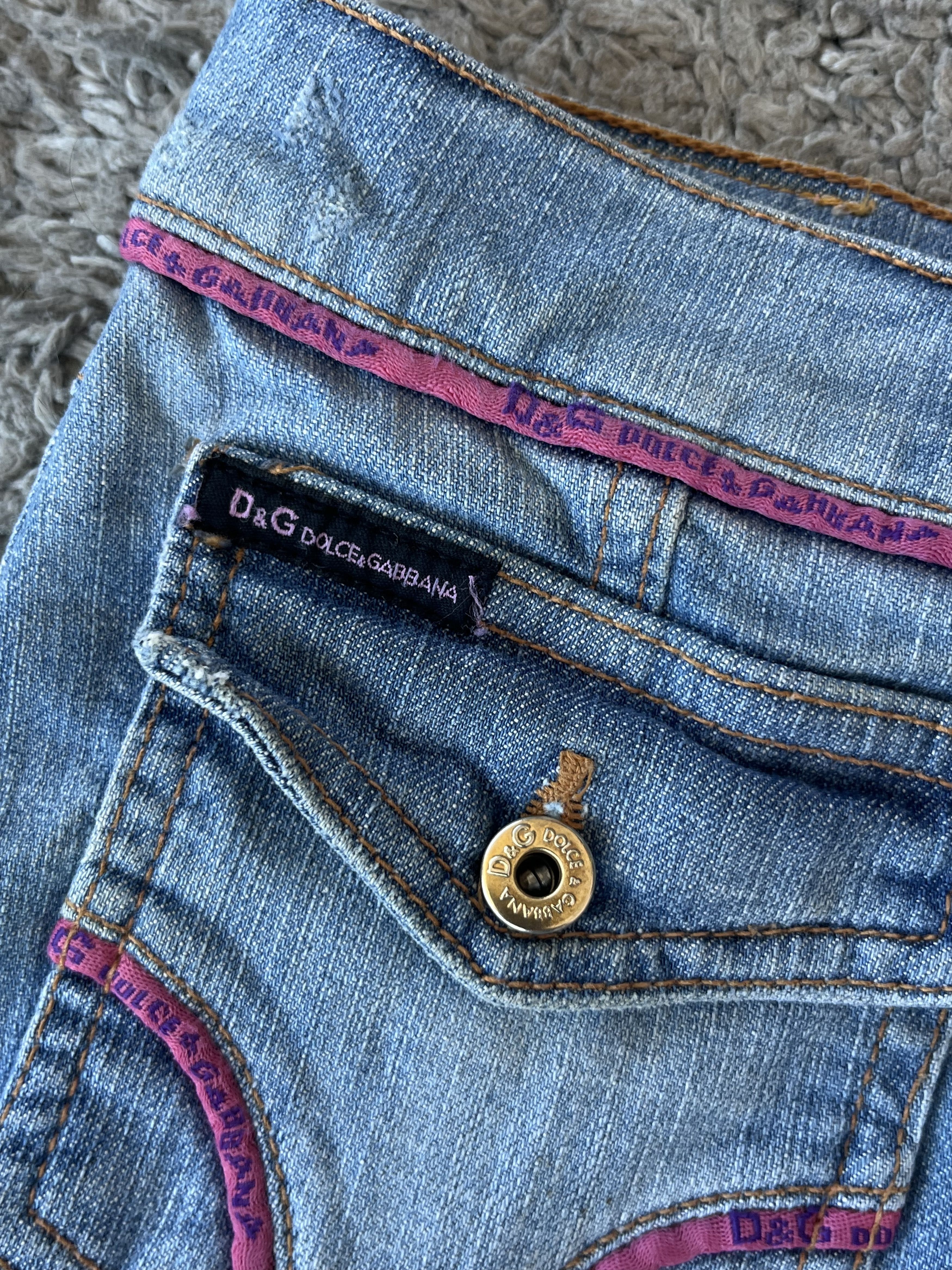 Dolce & Gabbana D&G Vintage Rare Mini Skirt With Pink Pipping On Blue Denim Size 30" / US 8 / IT 44 - 4 Thumbnail