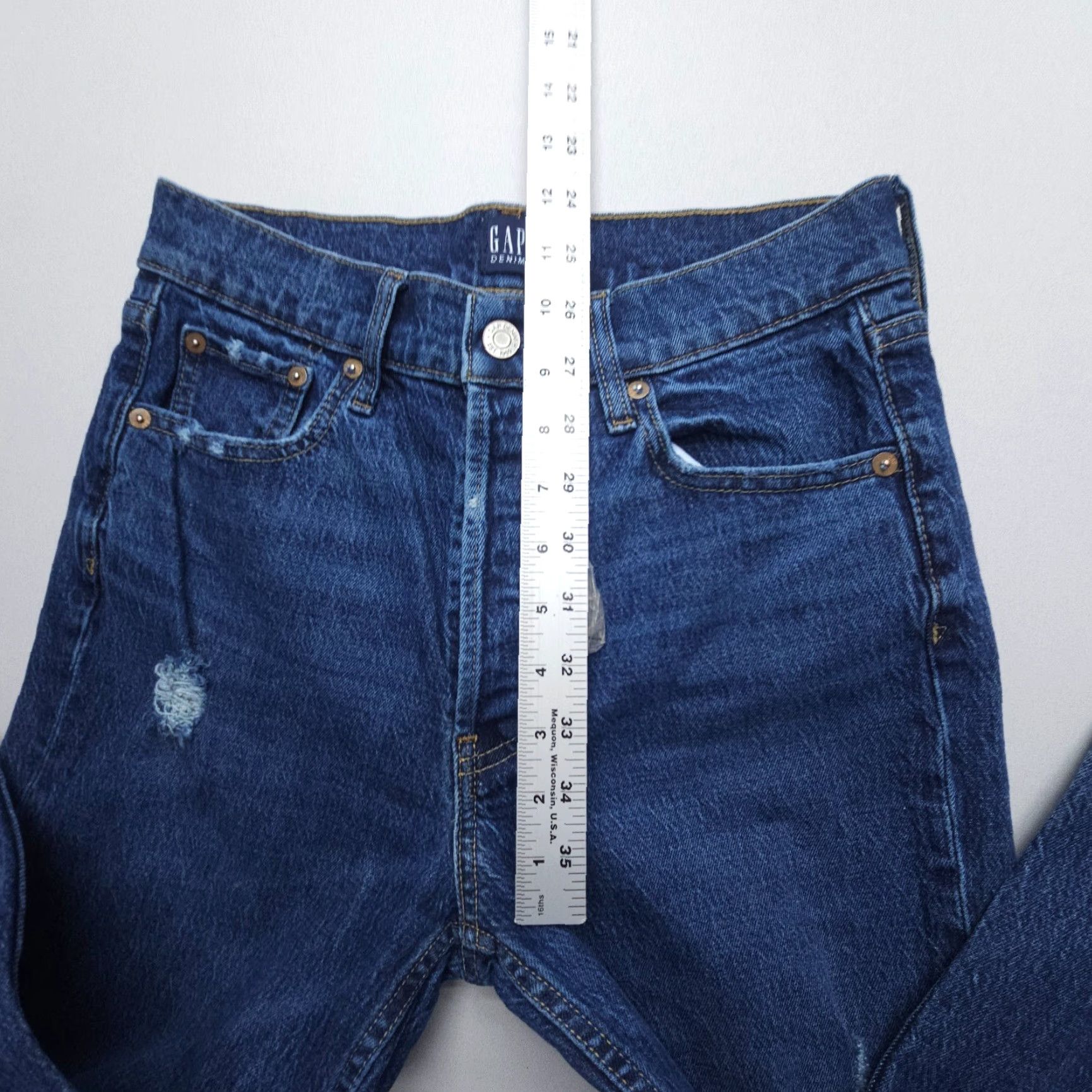 Gap VINTAGE Gap 1969 Jeans - 90s Style Straight High Rise Denim 4 / 27 Dark Blue Womens Jeans Size 27" / US 4 / IT 40 - 5 Thumbnail