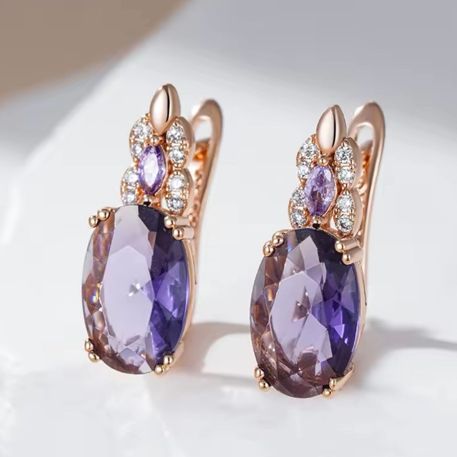 Other Purple Oval Natural Zircon English Earrings for Women 585 Size ONE SIZE - 3 Thumbnail