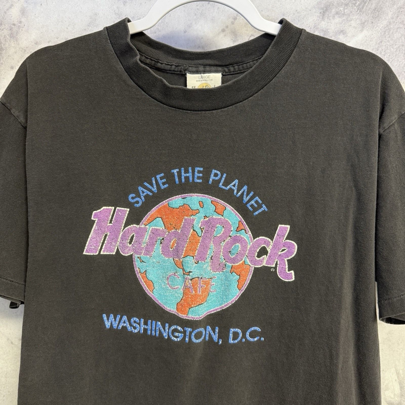 Hard Rock Cafe Vintage 90s Hard Rock Save the Planet T Shirt Mens L 20.5x25 Size US L / EU 52-54 / 3 - 3 Thumbnail