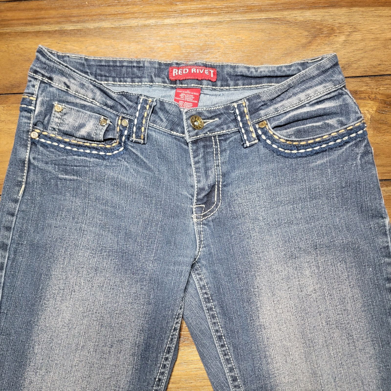 Other Red Rivet Boot Cut Dark Wash Denim Jeans - Size Junior 11 Size 33" - 2 Thumbnail