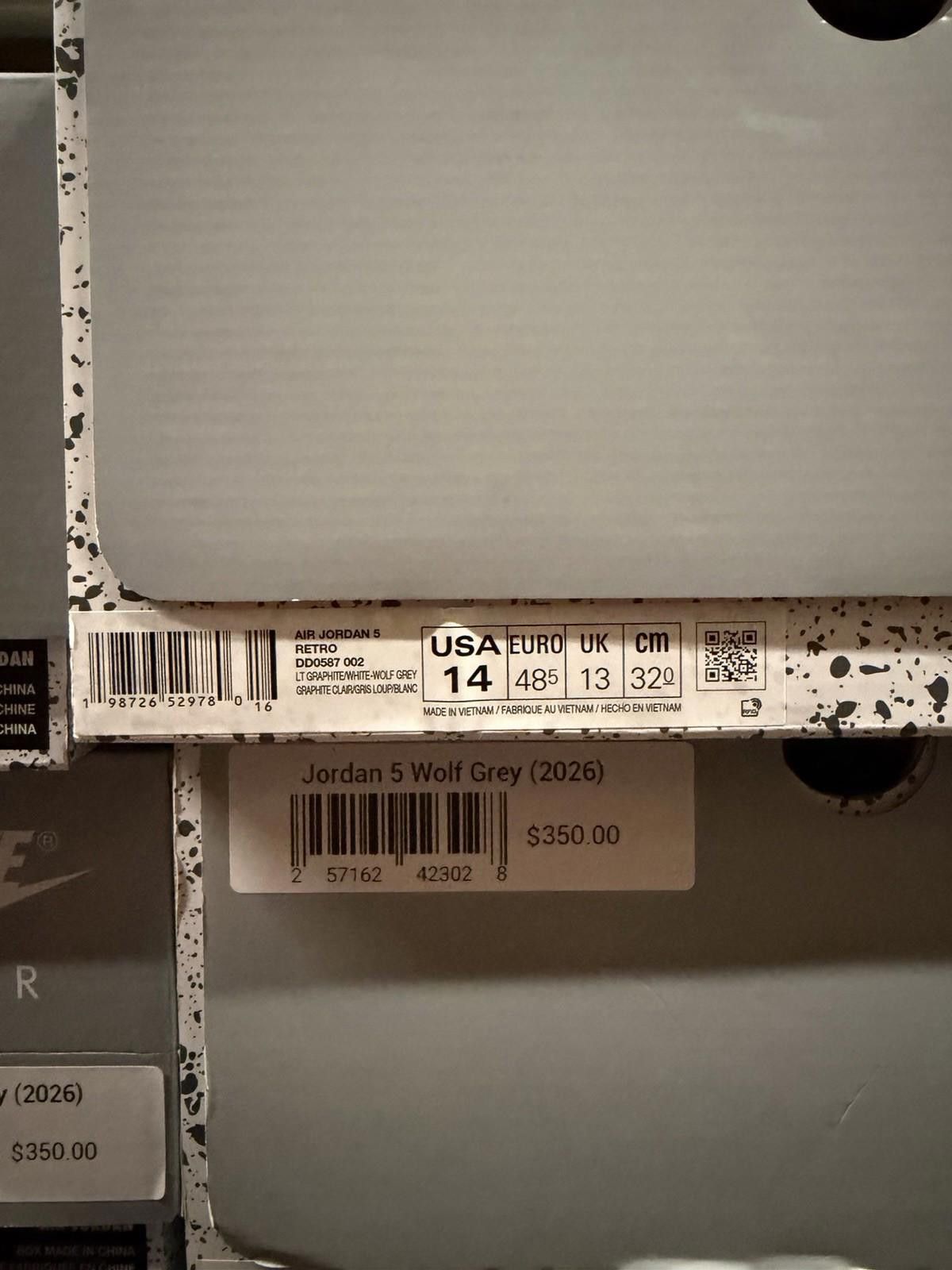 Jordan Brand Jordan Air Jordan 5 Retro Wolf Grey Nubuck 2026 Sneakers 14 Size US 14 / EU 47 - 11 Thumbnail