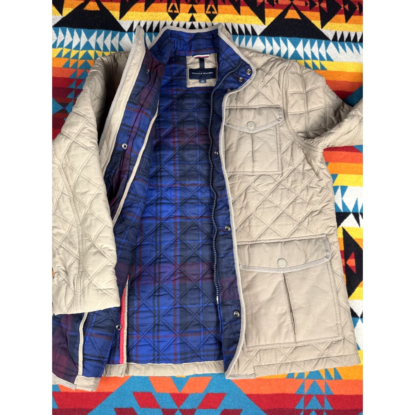 Tommy Hilfiger VINTAGE Tommy Hilfiger Quilted Field Jacket Coat Men XL Brown Plaid Lined Quilted Size US XL / EU 56 / 4 - 2 Thumbnail