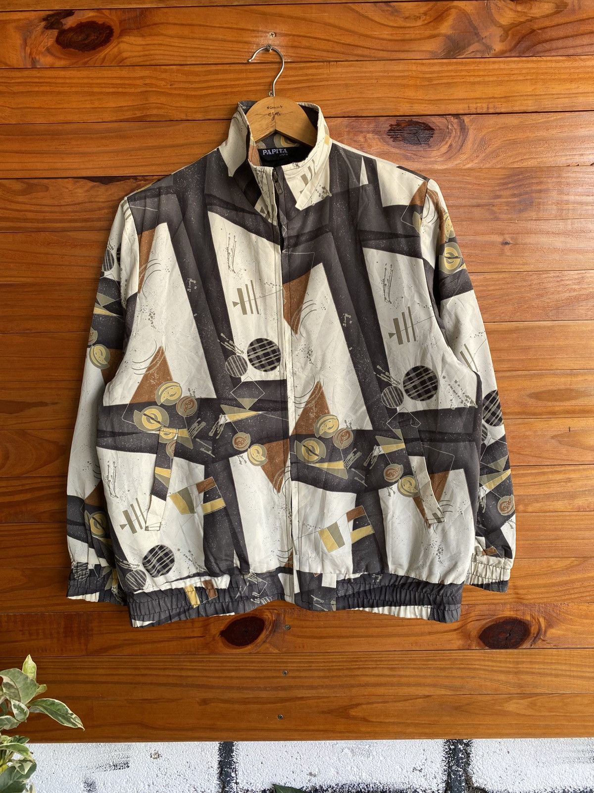 Japanese Brand Vintage PAPITA Abstract Pattern Jacket Japanese Brand Zip-Up Size L / US 10 / IT 46 - 3 Thumbnail