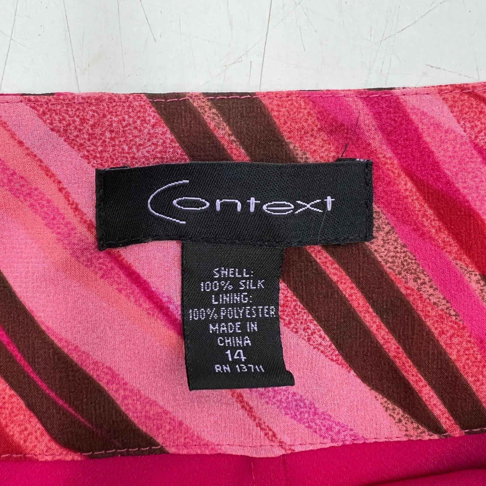 Vintage Vintage Y2K Printed Stripes Silk Skirt Pink Size 36" / US 14 / IT 50 - 3 Thumbnail