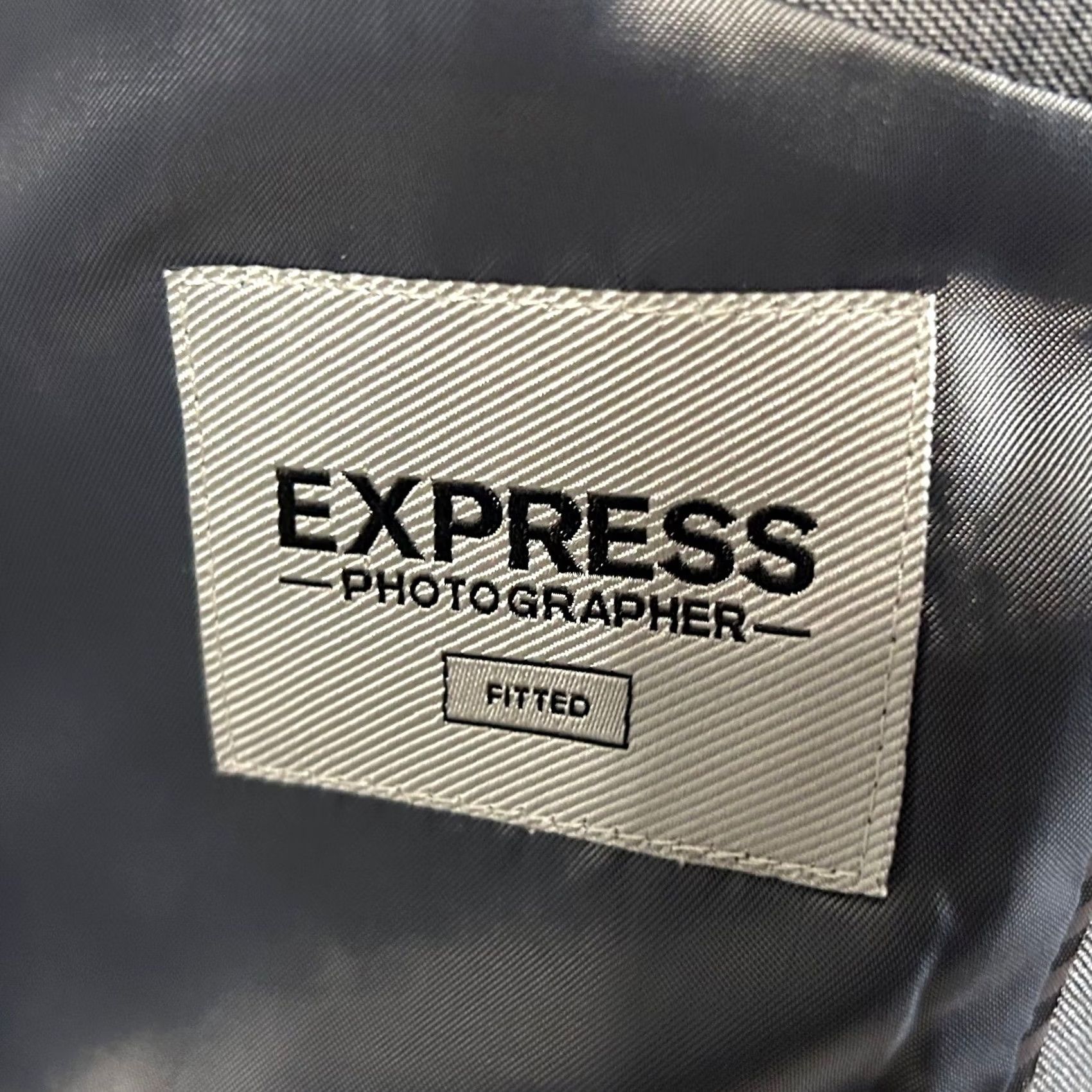Express Express Gray Wool Blend Suit 38R Two Button Vented Photographer Slim Fit 32x30 Mens Size 38R - 3 Thumbnail