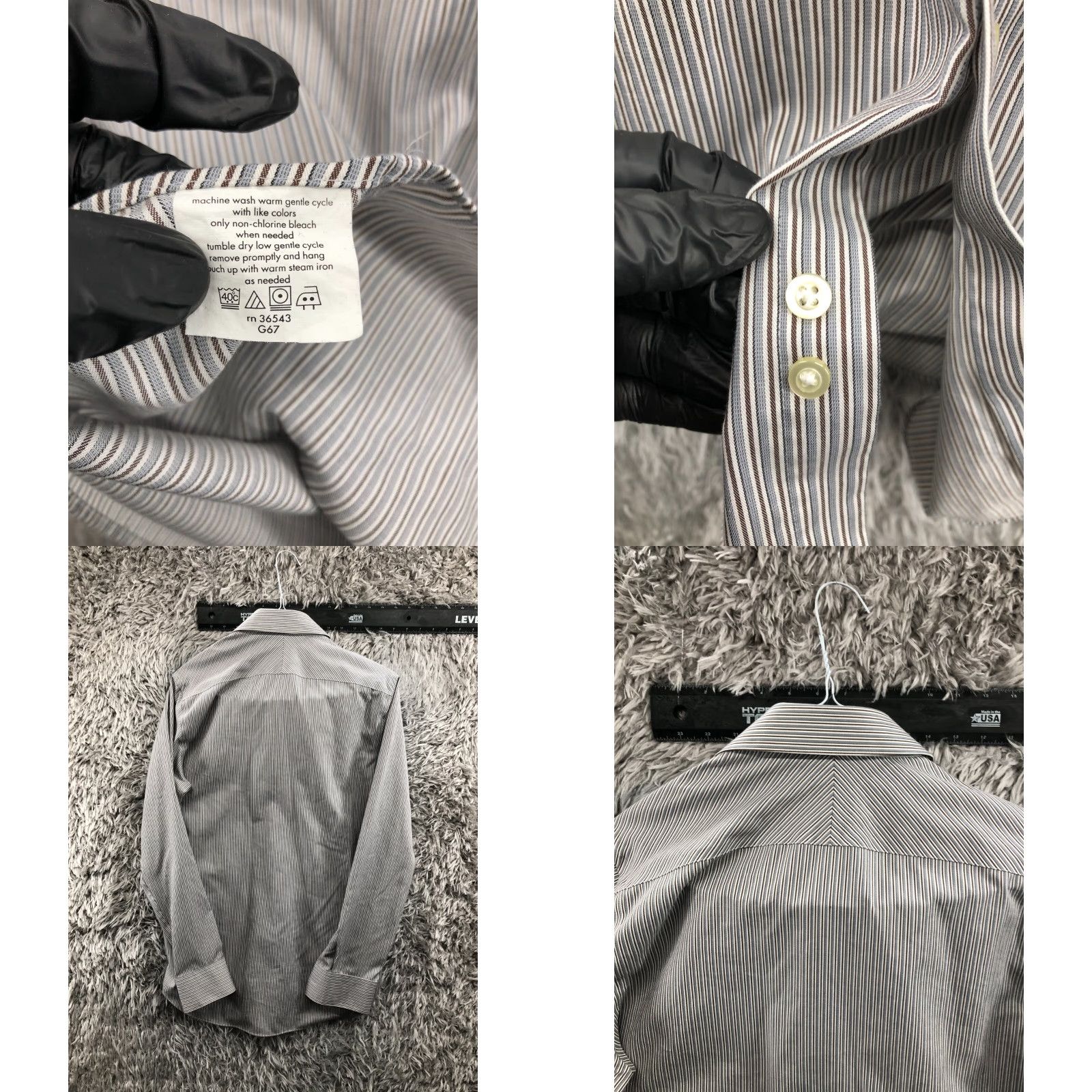 Joseph Abboud Joseph Abboud Slim Fit Shirt Mens Size 15 Long Sleeve Gray Striped Button-Up Shawl Collar? (No, need to stick to original words). Size US M / EU 48-50 / 2 - 8 Thumbnail