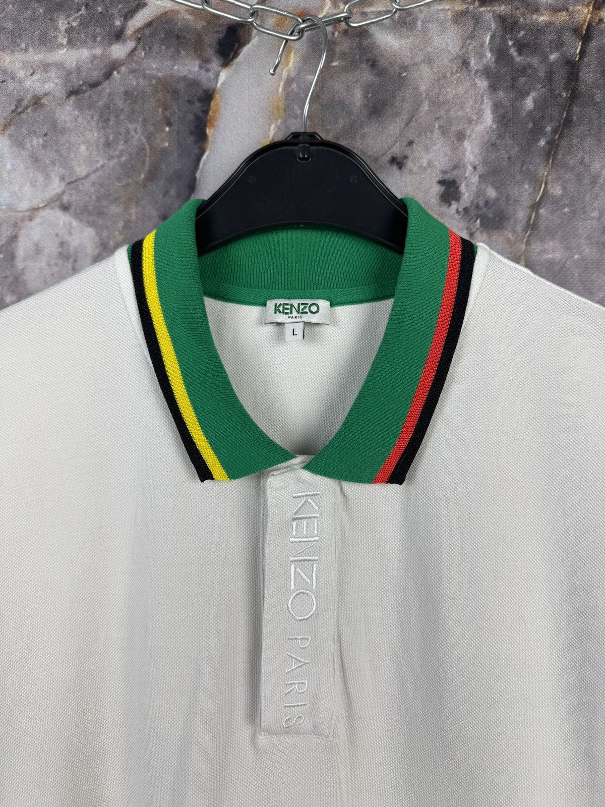 Kenzo Kenzo Paris Men’s Polo Shirt White Multicolor Collar Size L Size US L / EU 52-54 / 3 - 5 Thumbnail