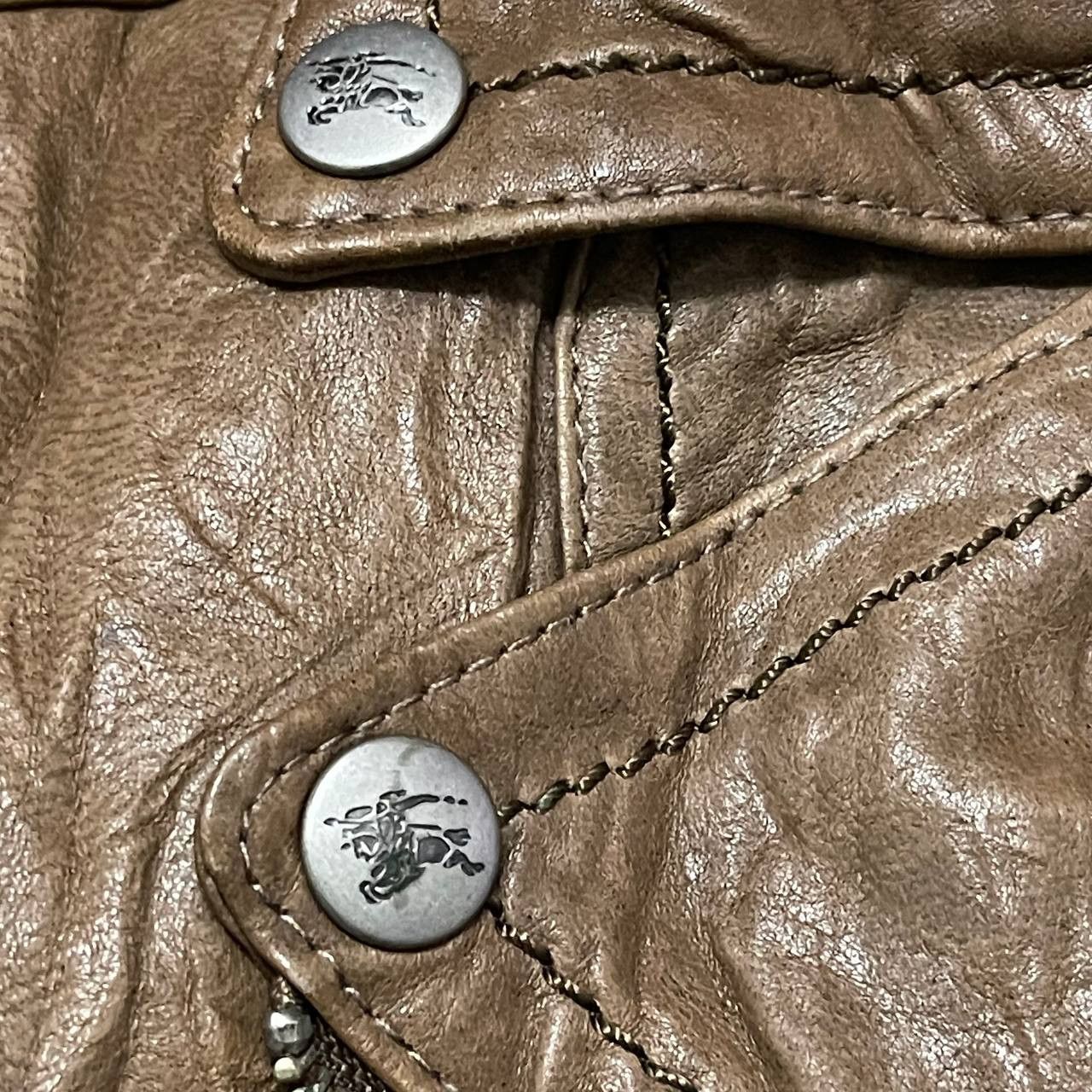 Vintage Burberry Blue Label Nova Check Leather Rider Jacket