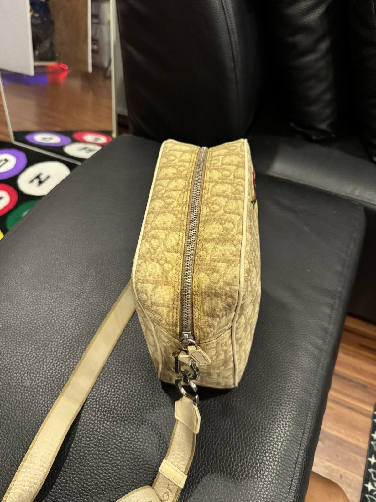 Dior Dior Vintage Beige Flower Trotter Oblique Monogram (2004) Size ONE SIZE - 7 Thumbnail