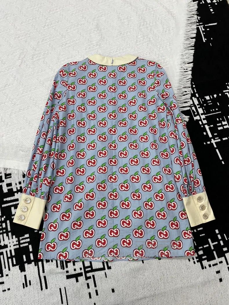 Gucci Gucci Limited edition doll collar blue apple dress Size S / US 4 / IT 40 - 3 Thumbnail