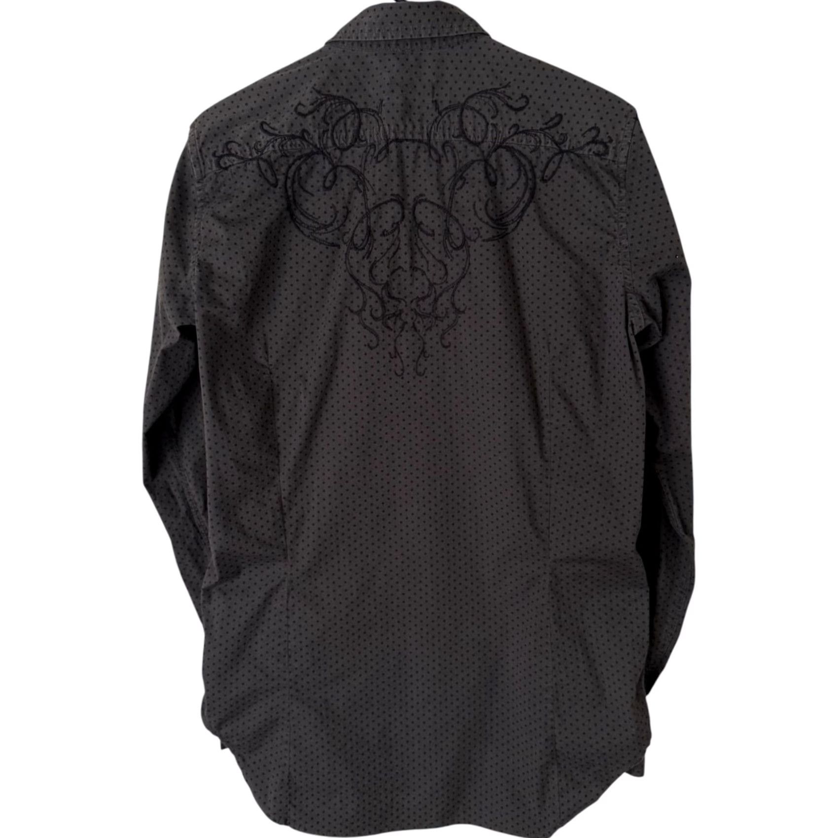 Diesel VINTAGE Diesel Embroidered Button-Up Shirt Gray Mens M Rocker Grunge Biker Punk Shirt Size US M / EU 48-50 / 2 - 4 Thumbnail