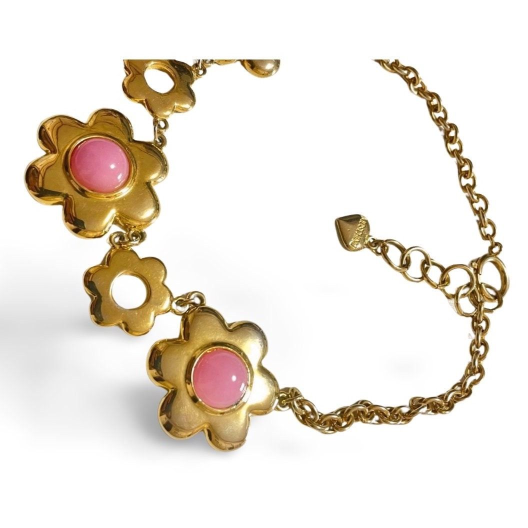 Moschino Vintage Moschino statement chain necklace with pink flower Size ONE SIZE - 9 Thumbnail