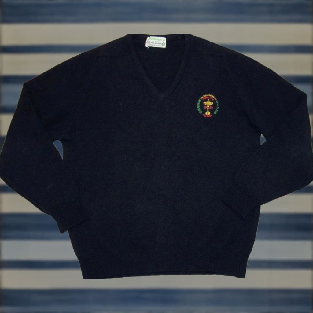 Vintage Vtg 1989 Ryder Cup Belfry Navy Blue Wool V Neck Golf Sweater 46 Size US XXL / EU 58 / 5 - 1 Thumbnail