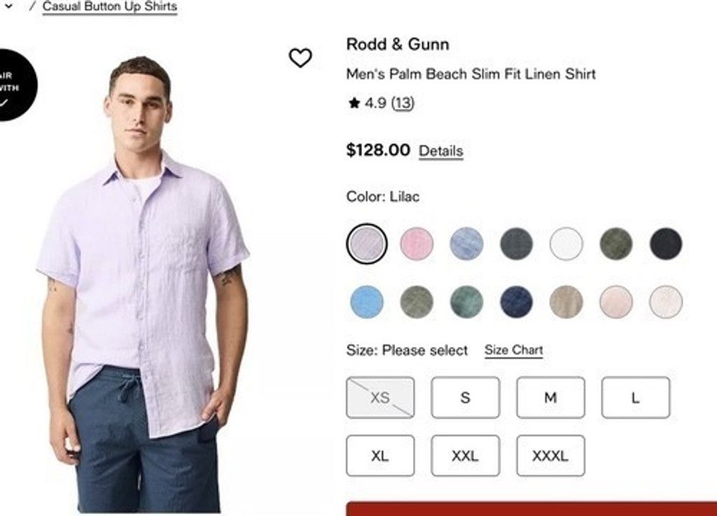 Rodd & Gunn Rodd & Gunn Sports Fit Lilac Lavender Short Slv. Shirt Men M Size US M / EU 48-50 / 2 - 8 Thumbnail