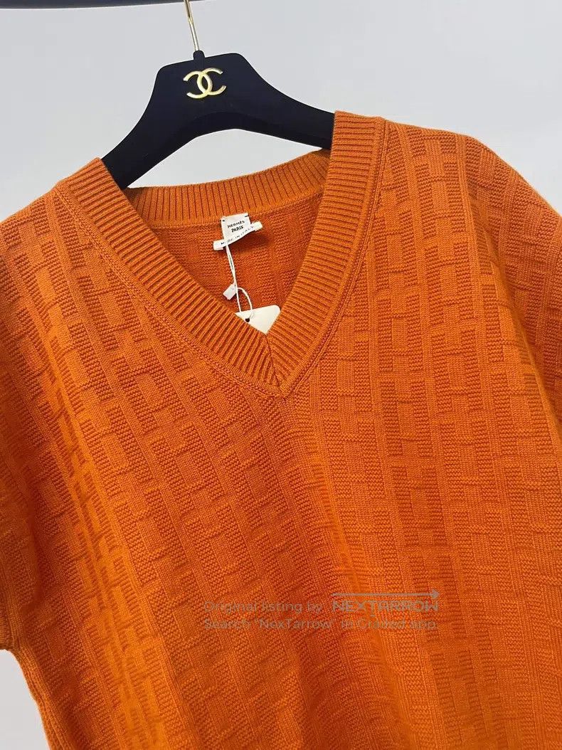 Hermes Hermes Orange print knit short-sleeve Size XS / US 0-2 / IT 36-38 - 3 Thumbnail