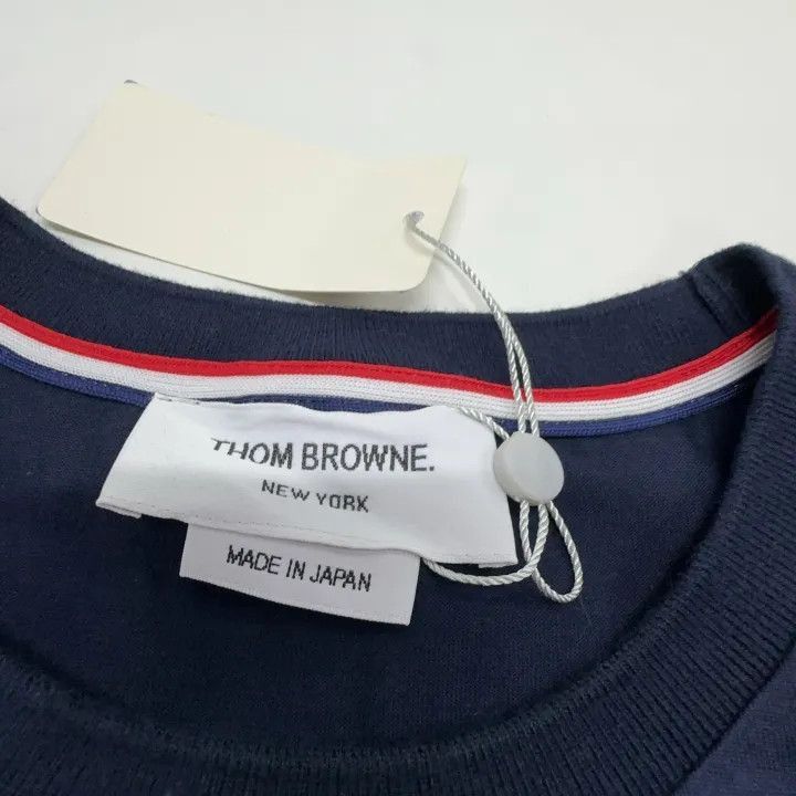 Thom Browne Thom Browne Navy Blue Satin Trimmed T-Shirt -2507 Size US S / EU 44-46 / 1 - 4 Thumbnail