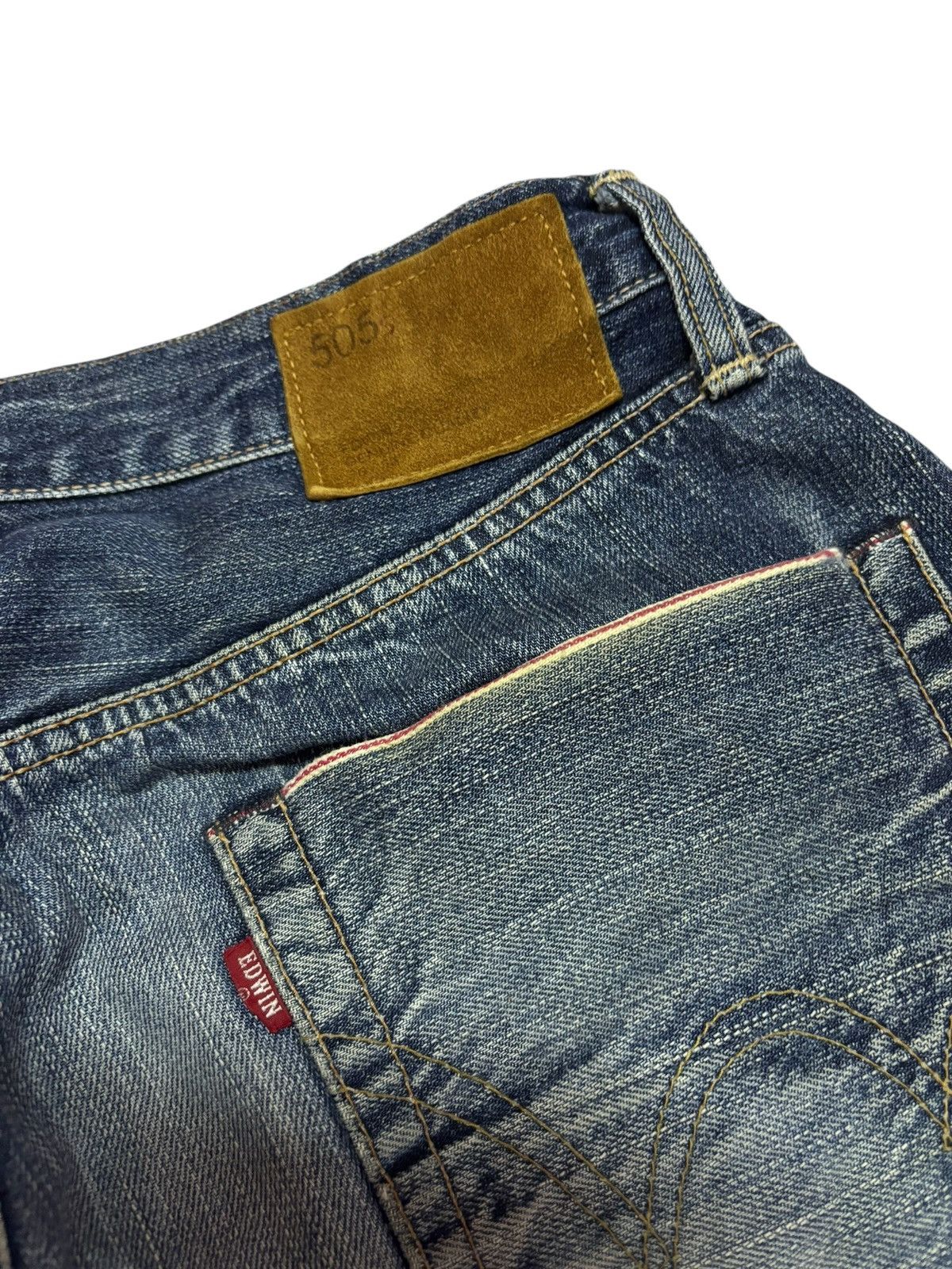 Edwin Vtg 90s Edwin Japan 505 Selvedge Distressed Jeans Size US 30 / EU 46 - 9 Thumbnail