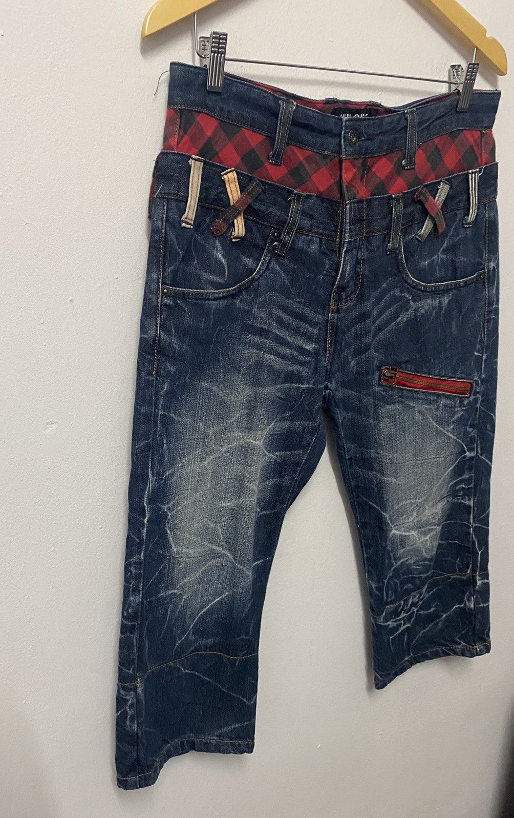 Japanese Brand Vintage Nylaus 3rd Quater Double Waist Jeans Size US 33 - 4 Thumbnail