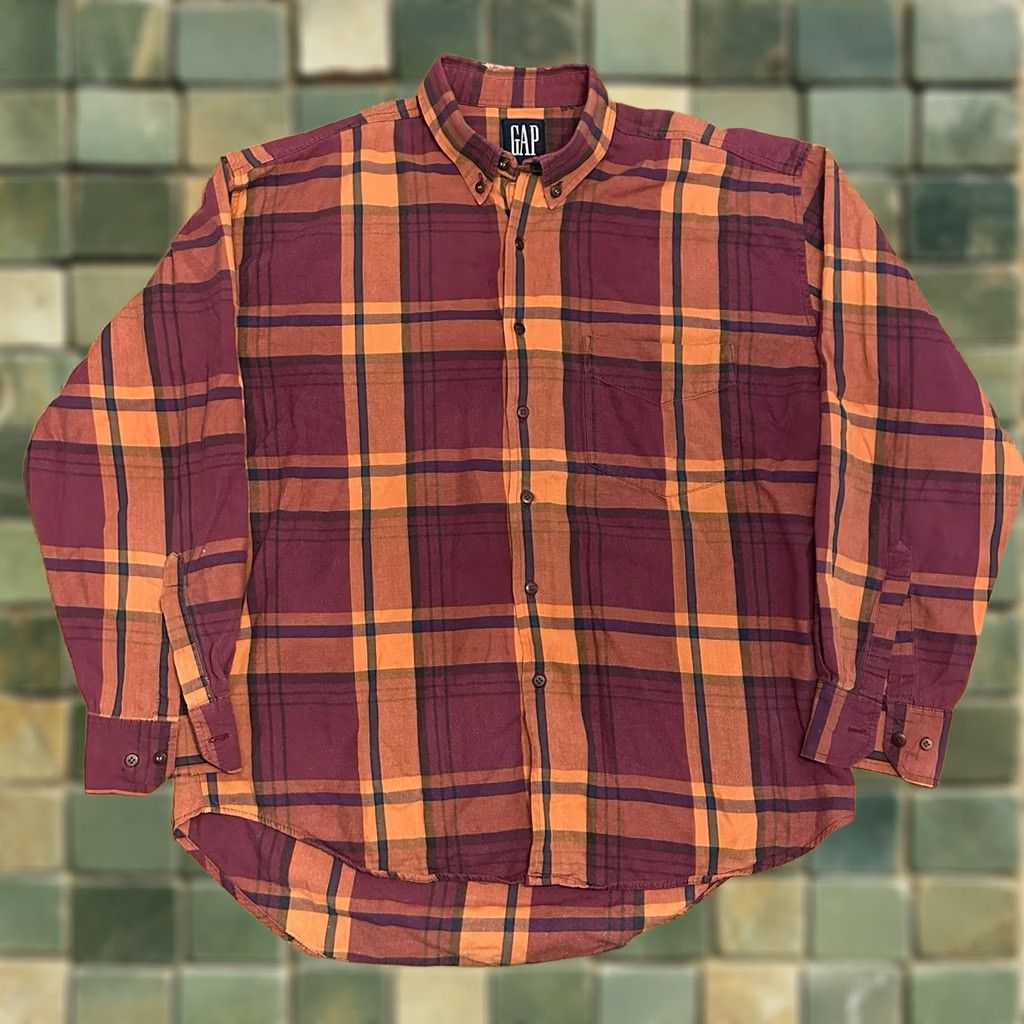 Gap VINTAGE Gap Mens Button-Down Shirt Plaid Large Red Cotton Flannel Button-Up Casual Button-Down Mens Regular L Size US L / EU 52-54 / 3 - 1 Thumbnail