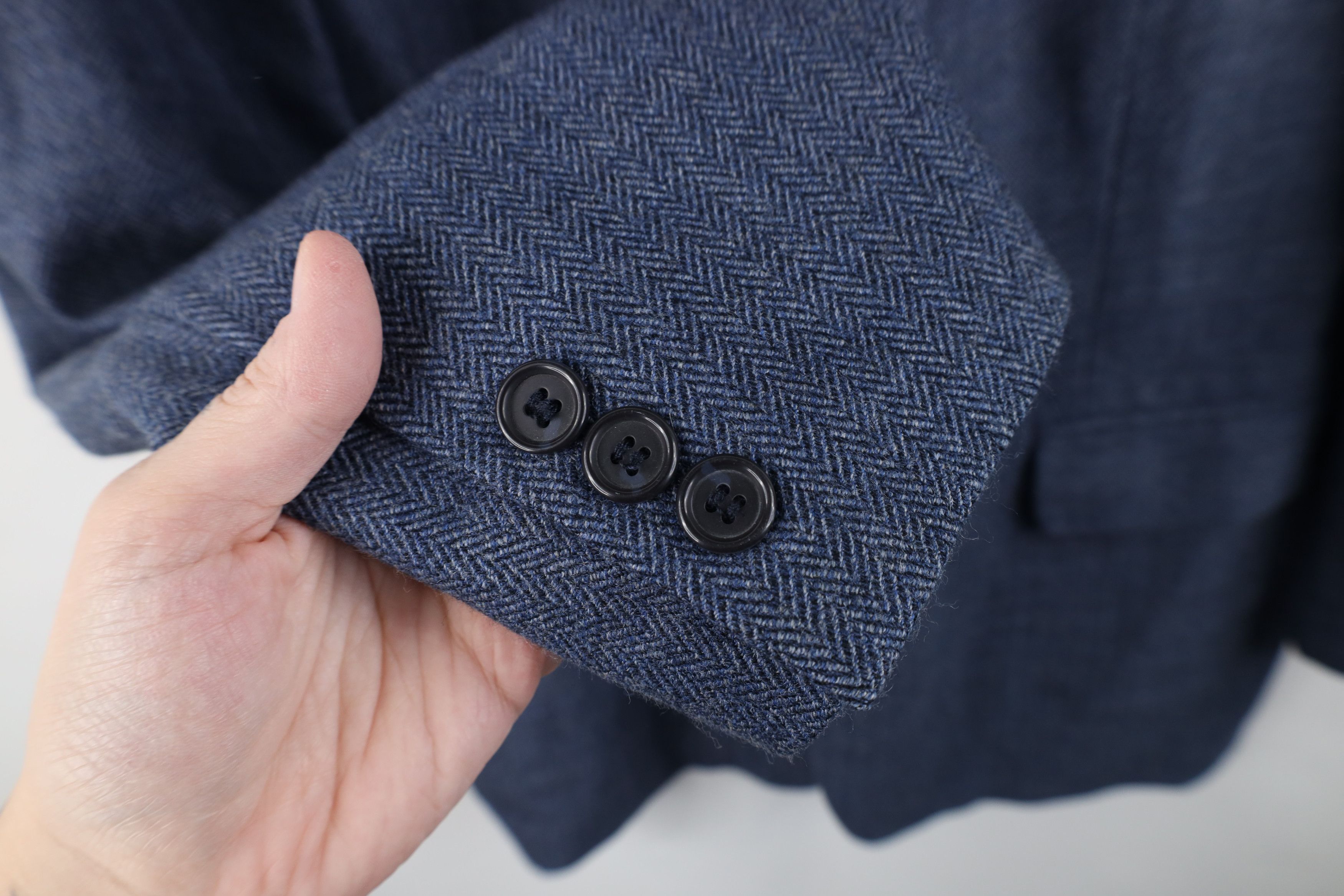 Vintage Vintage 90s Y2K Herringbone Suit Coat Blazer Jacket Blue Size US XXL / EU 58 / 5 - 6 Thumbnail