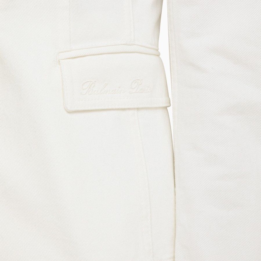 Balmain o1d2blof0824 Double-breasted Cotton Jacket in White Size XS / US 0-2 / IT 36-38 - 4 Thumbnail