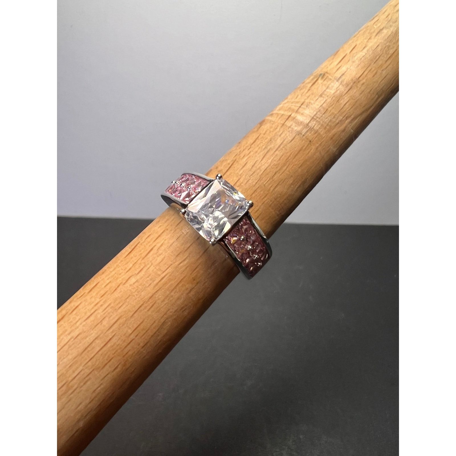 Other Pink and white CZ rhodium over sterling silver ring size 9 Size ONE SIZE - 1 Thumbnail