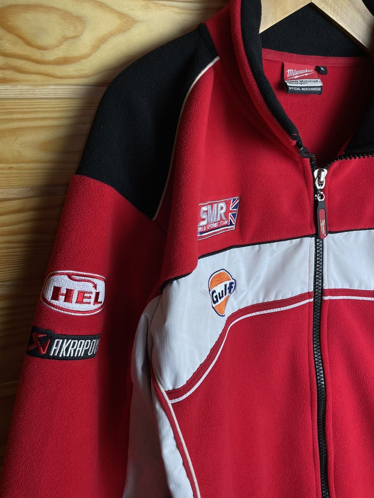 BMW × Vintage BMW Racing Milwaukee Motorrad Fleece Jacket XL Bike Red Warm Size US XL / EU 56 / 4 - 3 Thumbnail
